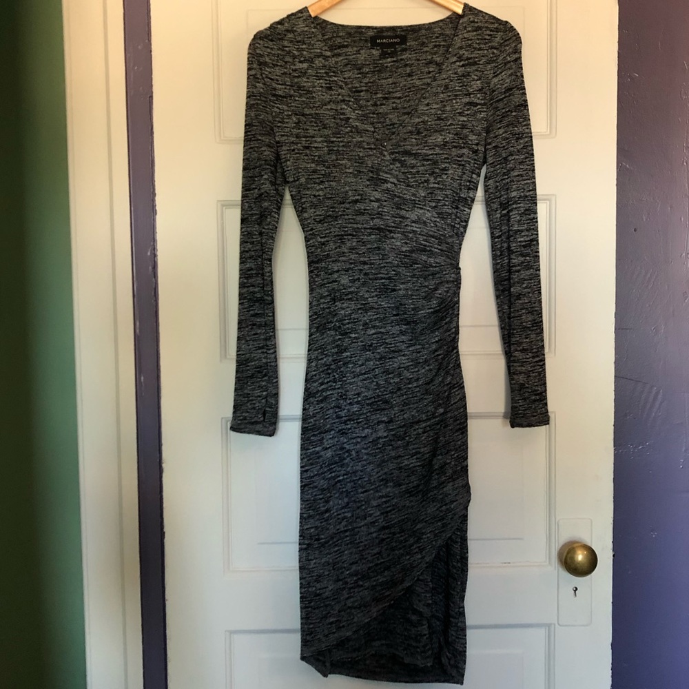 MARCIANO Long-Sleeve V-Neck Dress, Xsmall